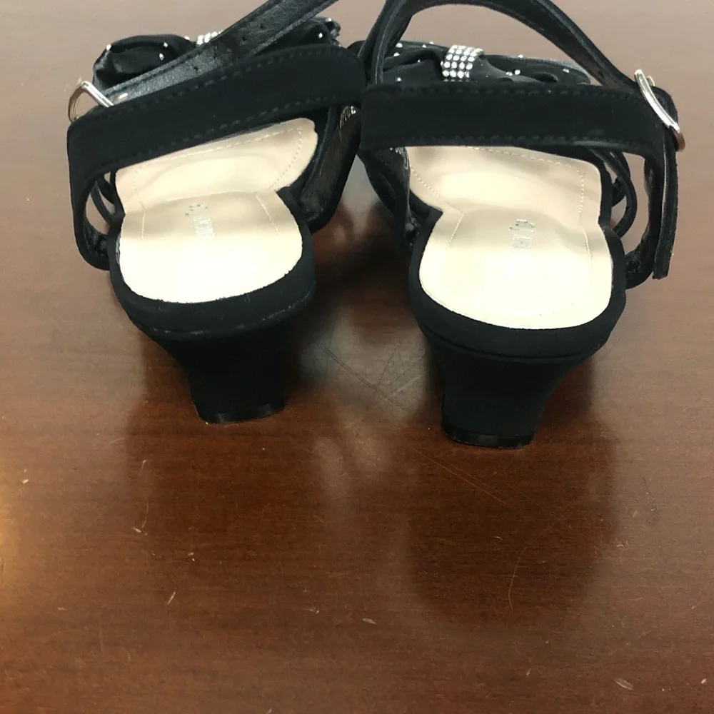 Lucky Top Black Girls' Bow Rhinestone Dress Shoes